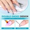 UNA GELLA Nail Art Brushes Set 6PCS White Color Nail Design Painting Brush Set Nail Dotting Tools Double-headed Nail Art Builder Gel Polish Liner Brushes for DIY Nail Drawing Supplies(Blue)