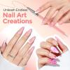 UNA GELLA Nail Art Brushes Set 6PCS White Color Nail Design Painting Brush Set Nail Dotting Tools Double-headed Nail Art Builder Gel Polish Liner Brushes for DIY Nail Drawing Supplies(A-Pink)