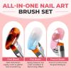 UNA GELLA Nail Art Brushes Set 6PCS White Color Nail Design Painting Brush Set Nail Dotting Tools Double-headed Nail Art Builder Gel Polish Liner Brushes for DIY Nail Drawing Supplies(White)