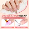 UNA GELLA Nail Art Brushes Set 6PCS White Color Nail Design Painting Brush Set Nail Dotting Tools Double-headed Nail Art Builder Gel Polish Liner Brushes for DIY Nail Drawing Supplies(A-Pink)