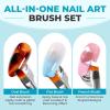 UNA GELLA Nail Art Brushes Set 6PCS White Color Nail Design Painting Brush Set Nail Dotting Tools Double-headed Nail Art Builder Gel Polish Liner Brushes for DIY Nail Drawing Supplies(Blue)