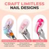 UNA GELLA Nail Art Brushes Set 6PCS White Color Nail Design Painting Brush Set Nail Dotting Tools Double-headed Nail Art Builder Gel Polish Liner Brushes for DIY Nail Drawing Supplies(A-Pink)