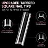 UNA GELLA Nail Tips Sqaure Extra Long Tapered Sqaure Nail Tips 504pcs XXL Clear Fake Nails Full Cover Square Gel Tips for Acrylic Nails Tips for Press on Nail Extensions Home DIY Salon 12 Sizes(Half Straight)