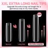 UNA GELLA Nail Tips Sqaure Extra Long Tapered Sqaure Nail Tips 504pcs XXL Clear Fake Nails Full Cover Square Gel Tips for Acrylic Nails Tips for Press on Nail Extensions Home DIY Salon 12 Sizes(Full Square)