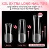 UNA GELLA Nail Tips Square XXL Long: Full Cover Pre-file Square Straignt Gel Nail Tips No C Curve for DIY Press On Nails 216PCS, 12 Sizes Gel Nail Extensions Art Salon