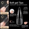 UNA GELLA Nail Tips Square XXL Tips 120 PCS No C Curve Gel Tips Extra Long Square Straight Nails Half Fake Nail Tips No Trace for Acrylic Nails Tips for Home DIY with Box(N-XXL Stiletto)