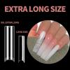 UNA GELLA Nail Tips Square XXL Tips 120 PCS No C Curve Gel Tips Extra Long Square Straight Nails Half Fake Nail Tips No Trace for Acrylic Nails Tips for Home DIY with Box(Half Straight)