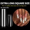 UNA GELLA Nail Tips Square XXL Tips 120 PCS No C Curve Gel Tips Extra Long Square Straight Nails Half Fake Nail Tips No Trace for Acrylic Nails Tips for Home DIY with Box(Full Square)
