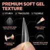 UNA GELLA Short Almond Gel Nail Tips: 504PCS Acylic Nail Tips Almond Shape Extra Short Pre Etched Half Cover 12sizes Salon Quality Soft Press On Nails DIY for Home Nails Extension(B2-Half Long Stiletto)