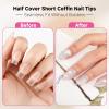 UNA GELLA Short Almond Gel Nail Tips: 504PCS Acylic Nail Tips Almond Shape Extra Short Pre Etched Half Cover 12sizes Salon Quality Soft Press On Nails DIY for Home Nails Extension(C3-Half Short Coffin)