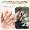 UNA GELLA Short Almond Gel Nail Tips: 504PCS Acylic Nail Tips Almond Shape Extra Short Pre Etched Half Cover 12sizes Salon Quality Soft Press On Nails DIY for Home Nails Extension(B1-Medium Almond)