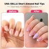 UNA GELLA Short Almond Gel Nail Tips: 504PCS Acylic Nail Tips Almond Shape Extra Short Pre Etched Half Cover 12sizes Salon Quality Soft Press On Nails DIY for Home Nails Extension(C-Short Almond)