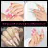 UNA GELLA Short Almond Nail Tips, 312pcs Short Almond Gel Nail Tips Shape Pre Etched Press On Nails Clear Acrylic Fake Nails No C Curve for Full Cover Nails Extension Home Art DIY Salon 12 Sizes(Extra Long Stiletto)