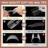 UNA GELLA Short Almond Nail Tips, 312pcs Short Almond Gel Nail Tips Shape Pre Etched Press On Nails Clear Acrylic Fake Nails No C Curve for Full Cover Nails Extension Home Art DIY Salon 12 Sizes(Medium Coffin)
