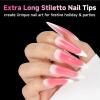 UNA GELLA Short Almond Nail Tips, 312pcs Short Almond Gel Nail Tips Shape Pre Etched Press On Nails Clear Acrylic Fake Nails No C Curve for Full Cover Nails Extension Home Art DIY Salon 12 Sizes(Extra Long Stiletto)