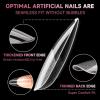 UNA GELLA Short Almond Nail Tips, 312pcs Short Almond Gel Nail Tips Shape Pre Etched Press On Nails Clear Acrylic Fake Nails No C Curve for Full Cover Nails Extension Home Art DIY Salon 12 Sizes(A2-Almond Medium Full)