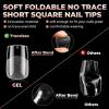 UNA GELLA Short Almond Nail Tips, 312pcs Short Almond Gel Nail Tips Shape Pre Etched Press On Nails Clear Acrylic Fake Nails No C Curve for Full Cover Nails Extension Home Art DIY Salon 12 Sizes(B- Short Sqaure Half Matte)