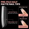 UNA GELLA Short Coffin Gel Nails Tip Pre-shaped Surface 504Pcs Press on Fake Nails Matte Full Cover Acrylic Gel False Nail for Nail Extension DIY Nail Salon 15Sizes Soft Gelly Tips(Short Square)