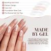 UNA GELLA Short Square Press On Nails: Nude Soft Gel Press Ons Short with Nail Glue, 16 Sizes – 32 Reusable Fake Nails Kit, Skin Tone Nude(A-White French)