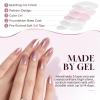 UNA GELLA Short Square Press On Nails: Nude Soft Gel Press Ons Short with Nail Glue, 16 Sizes – 32 Reusable Fake Nails Kit, Skin Tone Nude(Aurora Cat Eye)