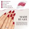 UNA GELLA Short Square Press On Nails: Nude Soft Gel Press Ons Short with Nail Glue, 16 Sizes – 32 Reusable Fake Nails Kit, Skin Tone Nude(Cherry Red)