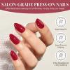 UNA GELLA Short Square Press On Nails: Nude Soft Gel Press Ons Short with Nail Glue, 16 Sizes – 32 Reusable Fake Nails Kit, Skin Tone Nude(Cherry Red)