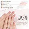 UNA GELLA Short Square Press On Nails: Nude Soft Gel Press Ons Short with Nail Glue, 16 Sizes – 32 Reusable Fake Nails Kit, Skin Tone Nude(Chrome Nude)