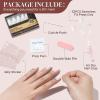 UNA GELLA Short Square Press On Nails: Nude Soft Gel Press Ons Short with Nail Glue, 16 Sizes – 32 Reusable Fake Nails Kit, Skin Tone Nude(Milky White)