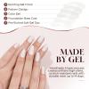 UNA GELLA Short Square Press On Nails: Nude Soft Gel Press Ons Short with Nail Glue, 16 Sizes – 32 Reusable Fake Nails Kit, Skin Tone Nude(Milky White)
