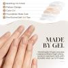 UNA GELLA Short Square Press On Nails: Nude Soft Gel Press Ons Short with Nail Glue, 16 Sizes – 32 Reusable Fake Nails Kit, Skin Tone Nude(Nude)