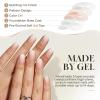 UNA GELLA Short Square Press On Nails: Nude Soft Gel Press Ons Short with Nail Glue, 16 Sizes – 32 Reusable Fake Nails Kit, Skin Tone Nude(Nude Cream)