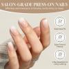 UNA GELLA Short Square Press On Nails: Nude Soft Gel Press Ons Short with Nail Glue, 16 Sizes – 32 Reusable Fake Nails Kit, Skin Tone Nude(Nude Cream)