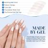 UNA GELLA Short Square Press On Nails: Nude Soft Gel Press Ons Short with Nail Glue, 16 Sizes – 32 Reusable Fake Nails Kit, Skin Tone Nude(Nude White)