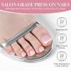 UNA GELLA Short Square Press On Nails: Nude Soft Gel Press Ons Short with Nail Glue, 16 Sizes – 32 Reusable Fake Nails Kit, Skin Tone Nude(Toe White French)