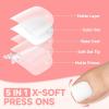 UNA GELLA X-Soft Gel Toe Nail Tips 330Pcs Brown French Press On Toenails Full Cover Square Round Toe Nail Press Ons Short Fake Acrylic Press On Toe Nails for Women Wide Big Nail Extensions 15 Sizes(A1-Pure White)