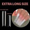 UNA GELLA XXL Long Square Nails Tips 216 PCS No C Curve Straight Nail Tips Full Cover Square Gel Tips Extra Long Nail Tips Clear False Fake Nails Gel Nail Extension for Nail Salon Home DIY 12 Sizes(A0-Half Straight)