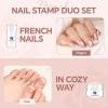 Una Gella French Tip Tool Stamp, Two Sizes French Nails Manicure Stamper Kit For Almond/Square/Coffin Fingers & Toes Easy Diy Nail Art At Home