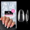 UNA GELLA Almond Gel Nail Tips, 504PCS Pre Etched Clear Fake Nails Tips Medium Almond Shape – 12 Sizes Full Cover Soft Acrylic Press On Nail Extensions No C Curve Gift for Diy at Home(Medium Round)