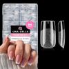 UNA GELLA Almond Gel Nail Tips, 504PCS Pre Etched Clear Fake Nails Tips Medium Almond Shape – 12 Sizes Full Cover Soft Acrylic Press On Nail Extensions No C Curve Gift for Diy at Home(A3-Short Square)