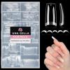 UNA GELLA Clear Gel Nail Tips Square No C Curve 504pcs French Style Square Acrylic Nail Tips Pre-inner Half Cover Faster Gel Nail Extension Home DIY French Press On Nails 12 Sizes