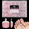 UNA GELLA French Toe Nail Press Ons 312pcs Peach Pink Full Cover Toe Nail Tips Press On Nails Soft Gel Fake Toe Nails Tips Gel Toe Nail Tips Fake Acrylic Toenails For Nail Extensions 12 Sizes