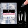 UNA GELLA Medium Almond Gel Nail Tips, 504PCS Clear Fake Nails Tips Shape Full Cover Acrylic Gel Nail Extension For Diy Home Salon 12 Sizes(Medium Coffin)
