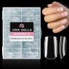 UNA GELLA Medium Almond Gel Nail Tips, 504PCS Clear Fake Nails Tips Shape Full Cover Acrylic Gel Nail Extension For Diy Home Salon 12 Sizes(Short Square)