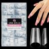 UNA GELLA Medium Coffin Gel Nail Tips Pre-buff Full Matte 504pcs Coffin Gel Nail Tips Half Cover Acrylic False Fake Nails Easily DIY Nail Art Nail Extension for Starter Pro, 12 Sizes