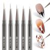 UNA GELLA Nail Art Brushes Metallic, Liner Pens 5Pcs Set For Nail Art Gel Polish, Gray Color, Detail Nail Art Design Painting Brush Set For Nails Gel Fine Drawing Nail Tools, 6/9/11/15/18mm Sizes(Gray)