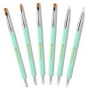 UNA GELLA Nail Art Brushes Set 6PCS Black Color Double-ended Acrylic Nail Design Brush Set Nail Dotting Tools Nail Art Gel Polish Liner Brushes for Gel Polish Painting DIY Nail Salon(Green)