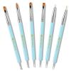 UNA GELLA Nail Art Brushes Set 6PCS White Color Nail Design Painting Brush Set Nail Dotting Tools Double-headed Nail Art Builder Gel Polish Liner Brushes for DIY Nail Drawing Supplies(Blue)