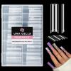 UNA GELLA Nail Tips Square XXL Tips 120 PCS No C Curve Gel Tips Extra Long Square Straight Nails Half Fake Nail Tips No Trace for Acrylic Nails Tips for Home DIY with Box(Half Straight)