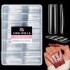 UNA GELLA Nail Tips Square XXL Tips 120 PCS No C Curve Gel Tips Extra Long Square Straight Nails Half Fake Nail Tips No Trace for Acrylic Nails Tips for Home DIY with Box(Full Square)