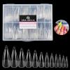 UNA GELLA Nail Tips Square XXL Tips 120 PCS No C Curve Gel Tips Extra Long Square Straight Nails Half Fake Nail Tips No Trace for Acrylic Nails Tips for Home DIY with Box(N-XXL Stiletto)